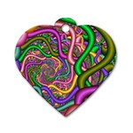 Fractal Background With Tangled Color Hoses Dog Tag Heart (One Side) Front