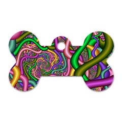 Fractal Background With Tangled Color Hoses Dog Tag Bone (two Sides) by Amaryn4rt