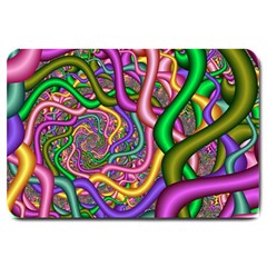 Fractal Background With Tangled Color Hoses Large Doormat  by Amaryn4rt