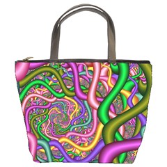 Fractal Background With Tangled Color Hoses Bucket Bags by Amaryn4rt