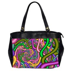 Fractal Background With Tangled Color Hoses Office Handbags (2 Sides)  by Amaryn4rt