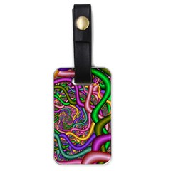 Fractal Background With Tangled Color Hoses Luggage Tags (one Side)  by Amaryn4rt