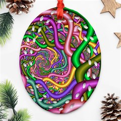 Fractal Background With Tangled Color Hoses Ornament (oval Filigree) by Amaryn4rt