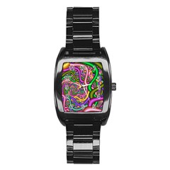 Fractal Background With Tangled Color Hoses Stainless Steel Barrel Watch by Amaryn4rt