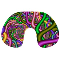 Fractal Background With Tangled Color Hoses Travel Neck Pillows by Amaryn4rt