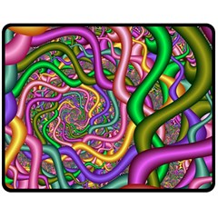 Fractal Background With Tangled Color Hoses Double Sided Fleece Blanket (medium)  by Amaryn4rt