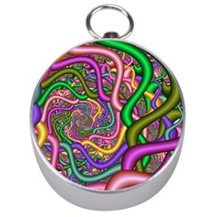 Fractal Background With Tangled Color Hoses Silver Compasses by Amaryn4rt