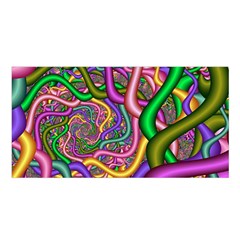 Fractal Background With Tangled Color Hoses Satin Shawl by Amaryn4rt