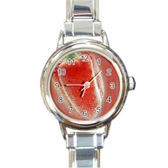 Red Pepper And Bubbles Round Italian Charm Watch by Amaryn4rt