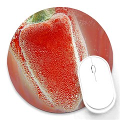 Red Pepper And Bubbles Round Mousepads by Amaryn4rt