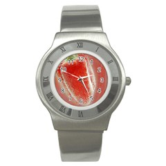 Red Pepper And Bubbles Stainless Steel Watch