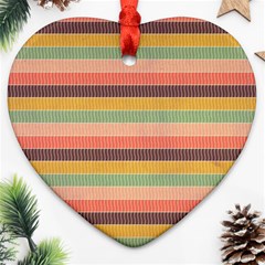 Abstract Vintage Lines Background Pattern Heart Ornament (two Sides)