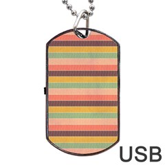 Abstract Vintage Lines Background Pattern Dog Tag Usb Flash (one Side) by Amaryn4rt