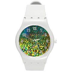 Construction Paper Iridescent Round Plastic Sport Watch (m) by Amaryn4rt