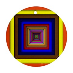 Square Abstract Geometric Art Round Ornament (Two Sides)