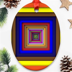 Square Abstract Geometric Art Oval Ornament (Two Sides)