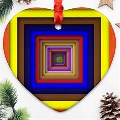 Square Abstract Geometric Art Heart Ornament (Two Sides)