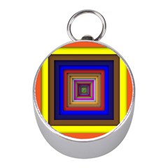 Square Abstract Geometric Art Mini Silver Compasses