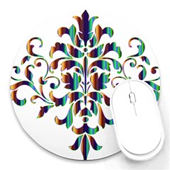 Damask Decorative Ornamental Round Mousepads by Amaryn4rt