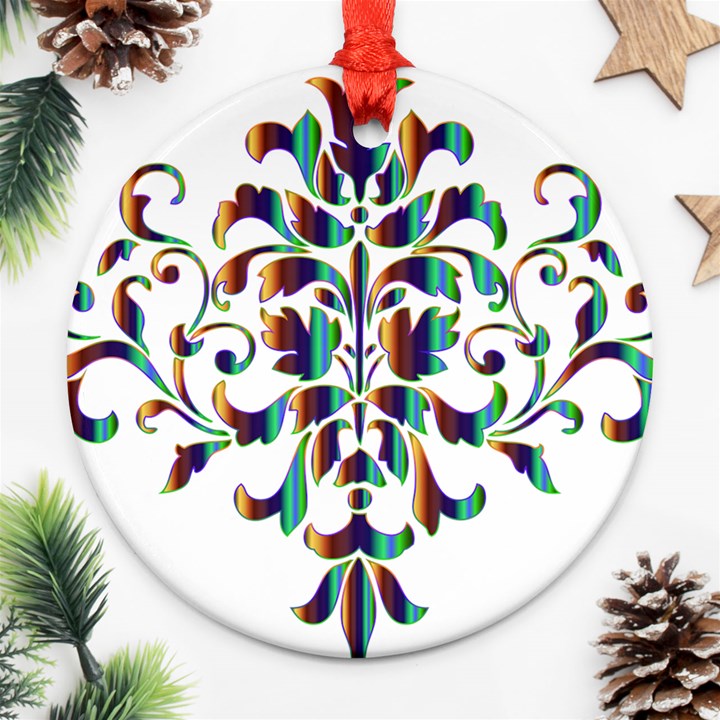 Damask Decorative Ornamental Ornament (Round)