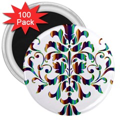 Damask Decorative Ornamental 3  Magnets (100 Pack) by Amaryn4rt