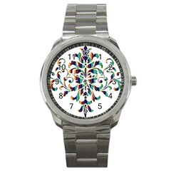 Damask Decorative Ornamental Sport Metal Watch by Amaryn4rt