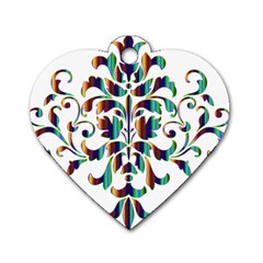 Damask Decorative Ornamental Dog Tag Heart (one Side) by Amaryn4rt