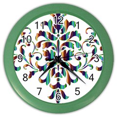 Damask Decorative Ornamental Color Wall Clocks by Amaryn4rt