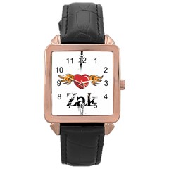 I Heart Zak Rose Gold Leather Watch 