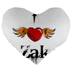 I Heart Zak Large 19  Premium Flano Heart Shape Cushions by badwolf1988store