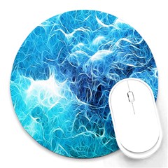 Fractal Occean Waves Artistic Background Round Mousepads by Amaryn4rt