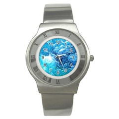 Fractal Occean Waves Artistic Background Stainless Steel Watch by Amaryn4rt