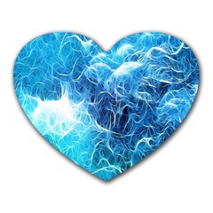 Fractal Occean Waves Artistic Background Heart Mousepads by Amaryn4rt