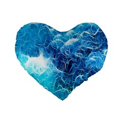 Fractal Occean Waves Artistic Background Standard 16  Premium Flano Heart Shape Cushions by Amaryn4rt