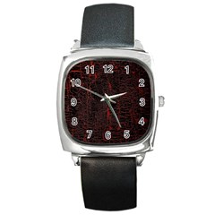 Black And Red Background Square Metal Watch by Amaryn4rt