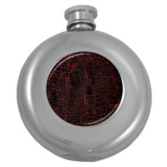 Black And Red Background Round Hip Flask (5 Oz) by Amaryn4rt