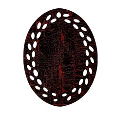 Black And Red Background Oval Filigree Ornament (two Sides)