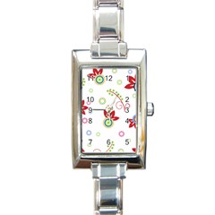 Colorful Floral Wallpaper Background Pattern Rectangle Italian Charm Watch by Amaryn4rt