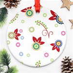 Colorful Floral Wallpaper Background Pattern Ornament (Round) Front