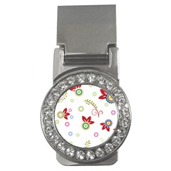 Colorful Floral Wallpaper Background Pattern Money Clips (cz)  by Amaryn4rt