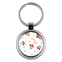 Colorful Floral Wallpaper Background Pattern Key Chains (round)  by Amaryn4rt