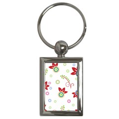 Colorful Floral Wallpaper Background Pattern Key Chains (rectangle)  by Amaryn4rt