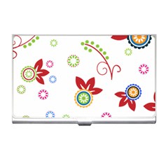 Colorful Floral Wallpaper Background Pattern Business Card Holders by Amaryn4rt