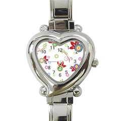 Colorful Floral Wallpaper Background Pattern Heart Italian Charm Watch by Amaryn4rt