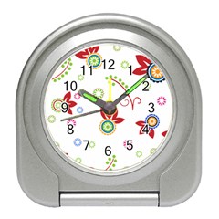 Colorful Floral Wallpaper Background Pattern Travel Alarm Clocks by Amaryn4rt