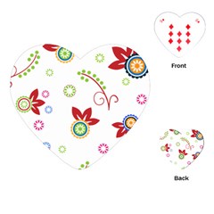 Colorful Floral Wallpaper Background Pattern Playing Cards (heart)  by Amaryn4rt