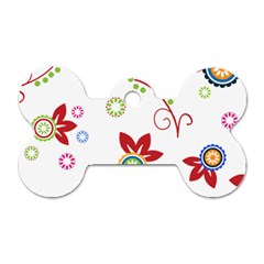 Colorful Floral Wallpaper Background Pattern Dog Tag Bone (one Side) by Amaryn4rt