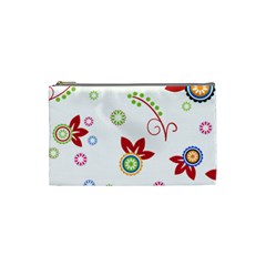 Colorful Floral Wallpaper Background Pattern Cosmetic Bag (small)  by Amaryn4rt