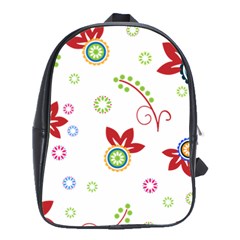 Colorful Floral Wallpaper Background Pattern School Bags(large)  by Amaryn4rt