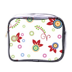 Colorful Floral Wallpaper Background Pattern Mini Toiletries Bags by Amaryn4rt